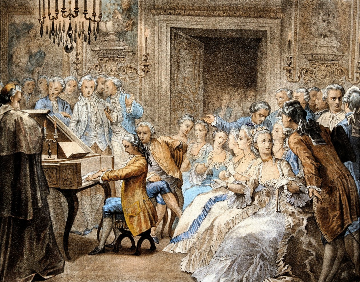 オーストリアの作曲家、ヴォルフガング・アマデウス・モーツァルト（1756-1791）が14歳の時、グレゴリオ・アレグリの「ミゼレーレ」を暗譜で演奏した。 作： 無名の画家