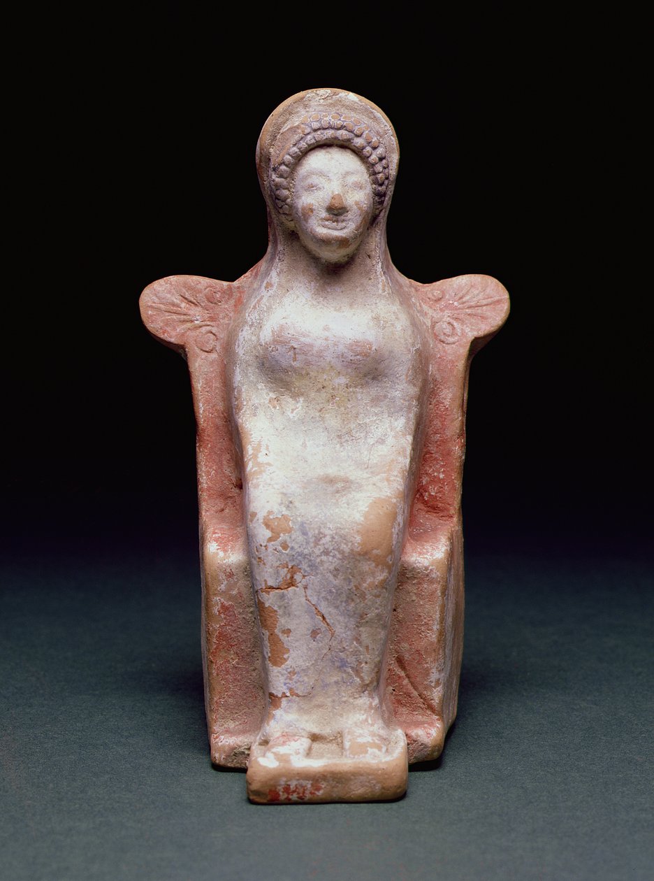 女神アテナ」ギリシャ、紀元前490年頃（テラコッタ、顔料 作： 不明