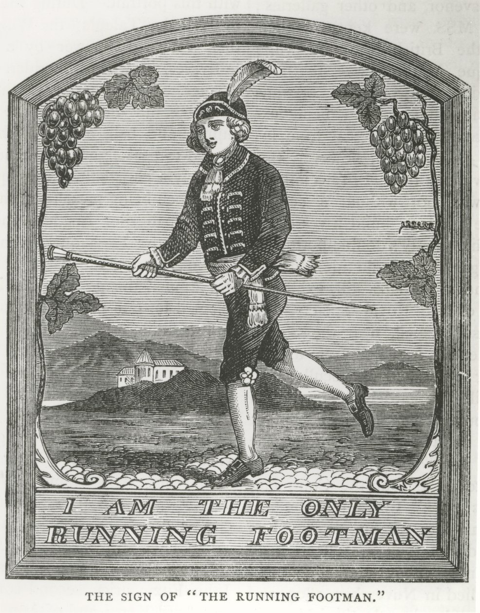 The Running Footman」インサイン（彫刻 作： 不明