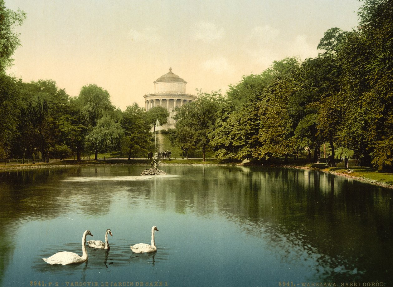 ザクセ庭園、ワルシャワ、ロシア（＝ワルシャワ、ポーランド）、1890～1900年頃 作： 無名の画家