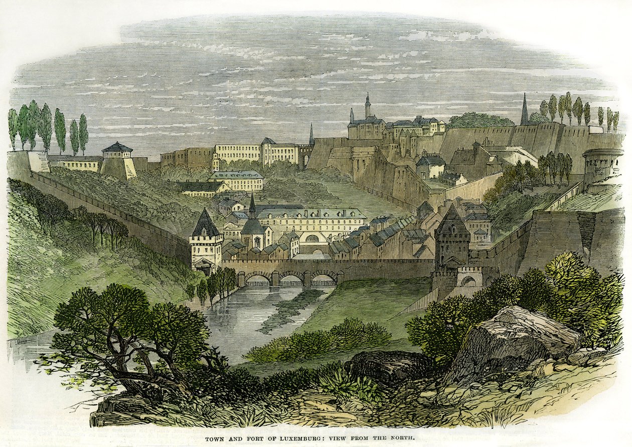 北から見たルクセンブルクの街と城塞 作： 無名の画家