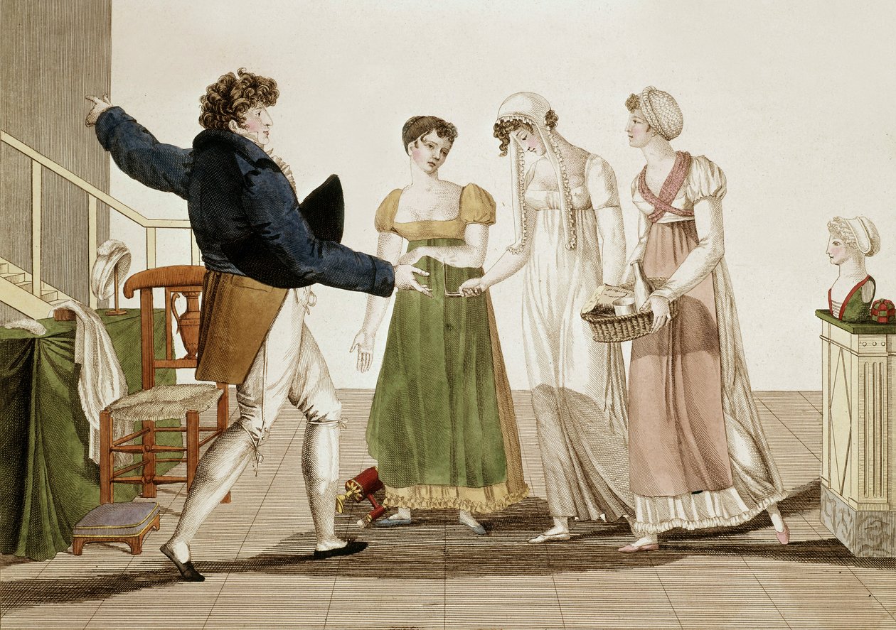 フランス第一帝政時代（1804-1815）のファッションデザイナー、エングレーヴィング 作： 無名の画家