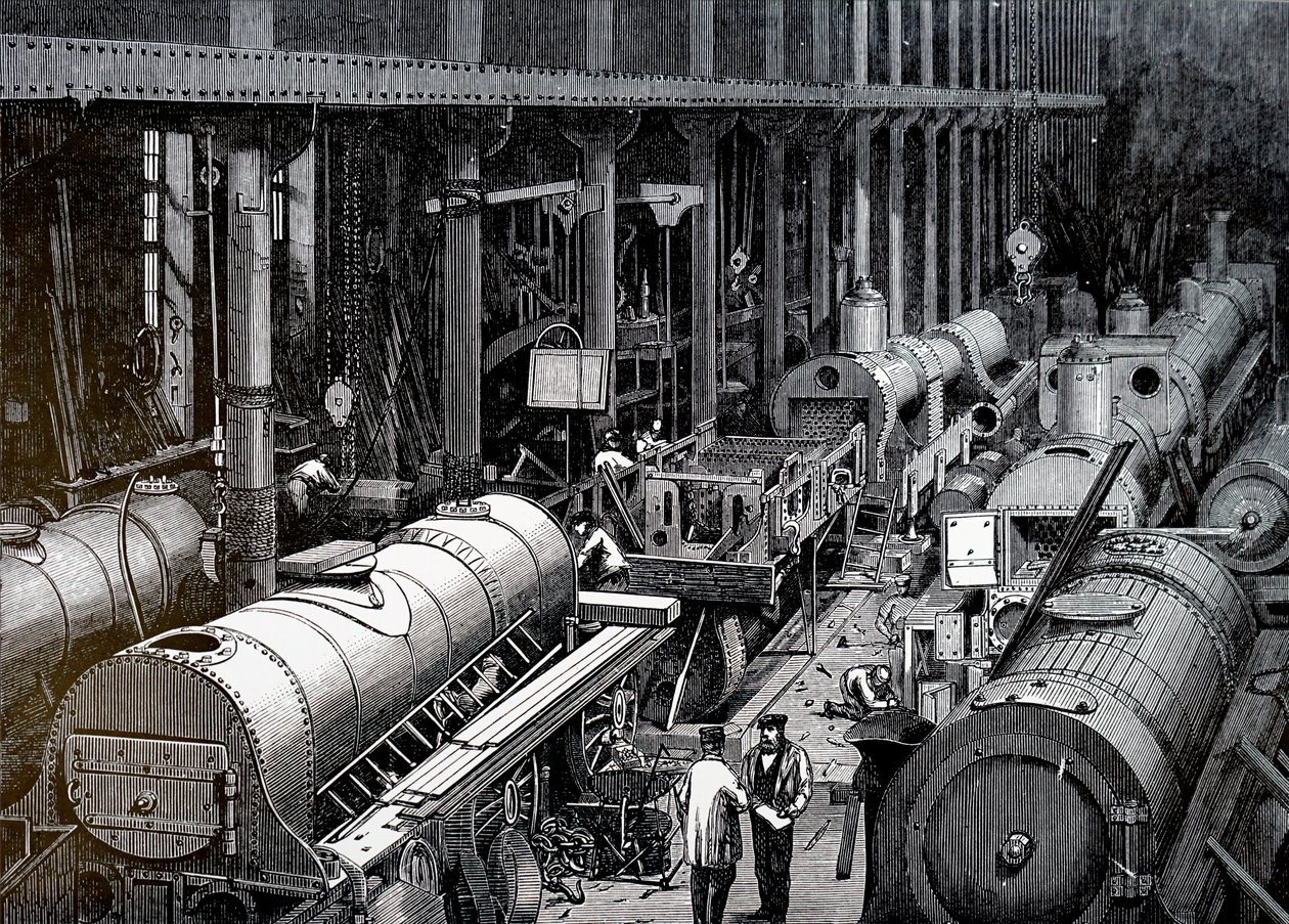 Robert Stephenson and Companyの製造フロア。 作： 不明