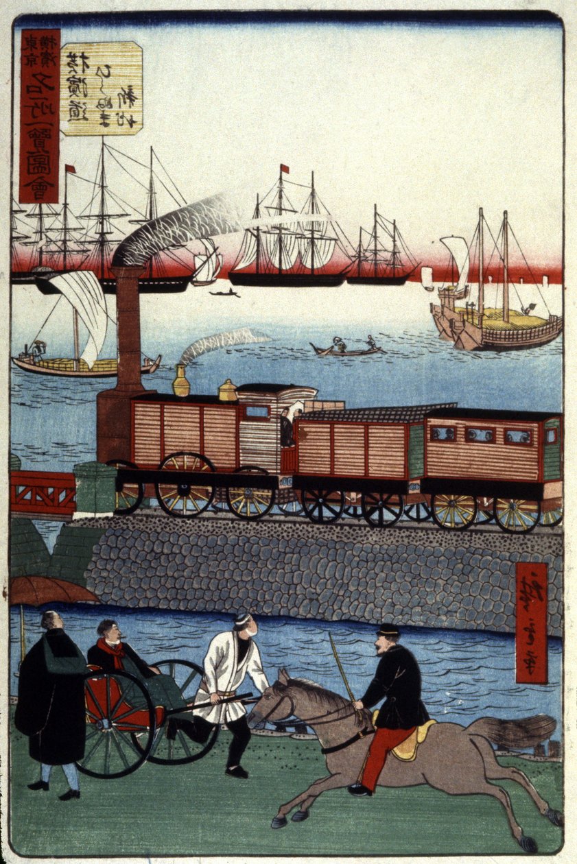日本の港の交通 作： 無名の画家