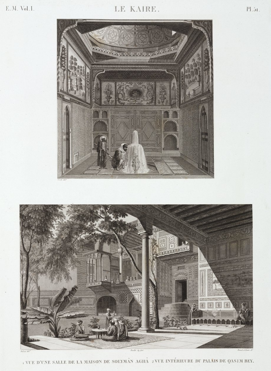イスラム建築の2つの例、エジプト、カイロ、1798年頃 作： 不明