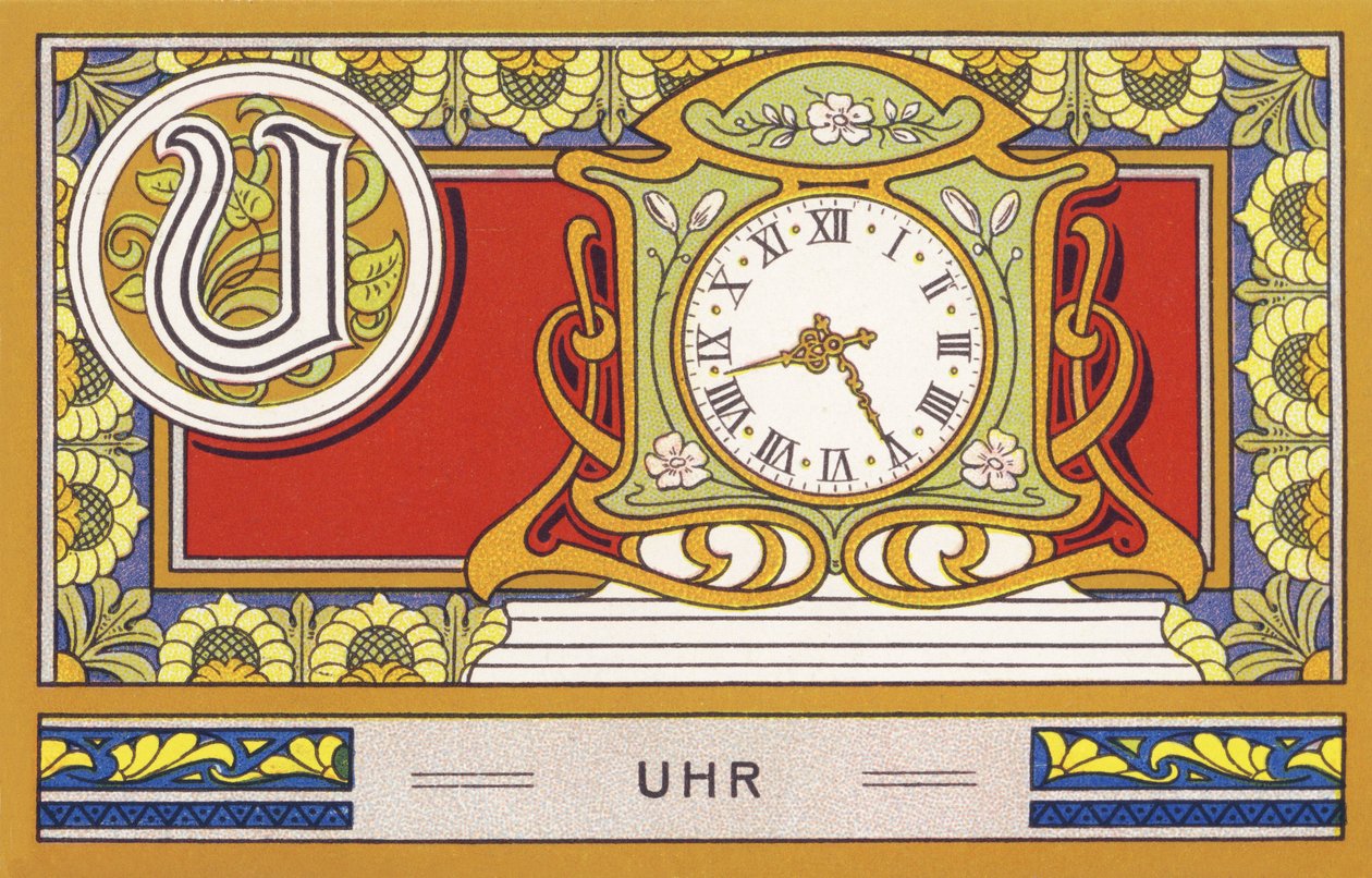 U: 時計 - アルファベット パルミネ。 H. Schlinck & Cie によって編集された一連の chromolithography、Hamburg、p. d. . パルミンの最高級ココナッツ脂肪の広告。 寸法：7×11cm 作： 無名の画家