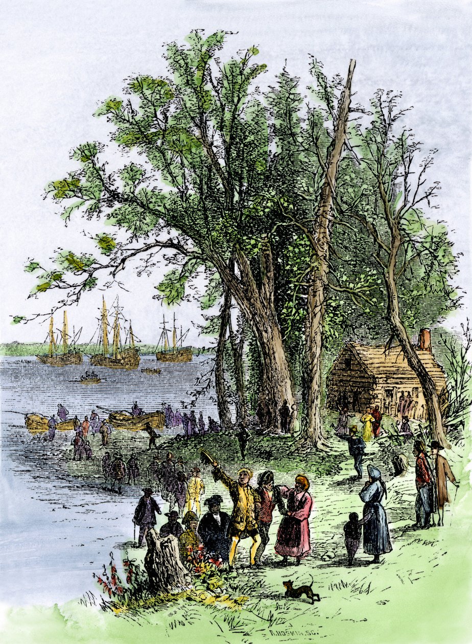 アメリカ合衆国ペンシルベニア州フィラデルフィアのペンシルバニア植民地におけるウィリアム・ペン（William Penn）の除幕式 作： 無名の画家
