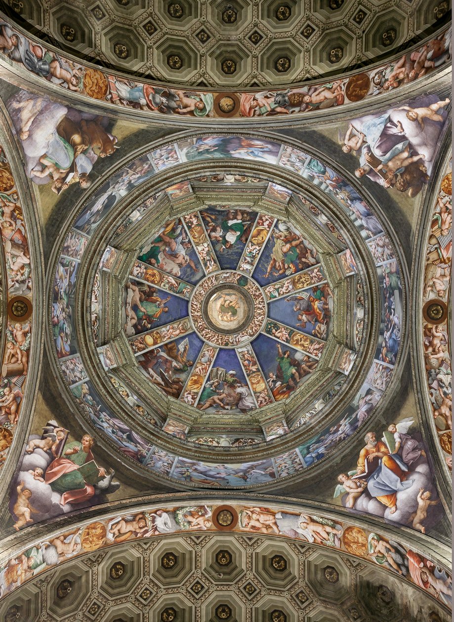 Ansicht der Kuppel des Querschiffs und der Fresken von Giovanni Antonio de Sacchis und Bernardino Gatti, Heiligtum der Madonna della Campagna, Piacenza, Emilia-Romagna, Italien von Unbekannter Künstler