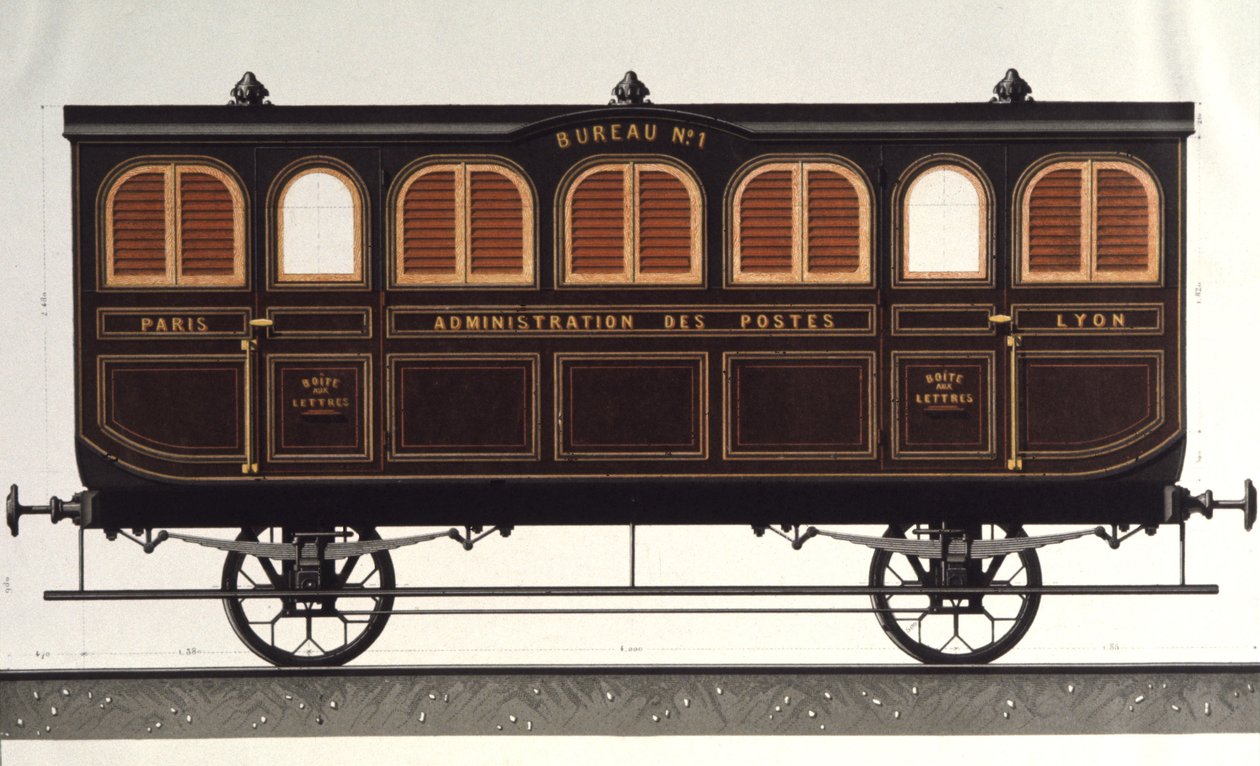 郵便馬車、1850年頃（エングレーヴィング） 作： 無名の画家