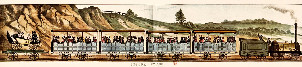 リバプール・マンチェスター鉄道の2等客用ワゴン 作： 無名の画家