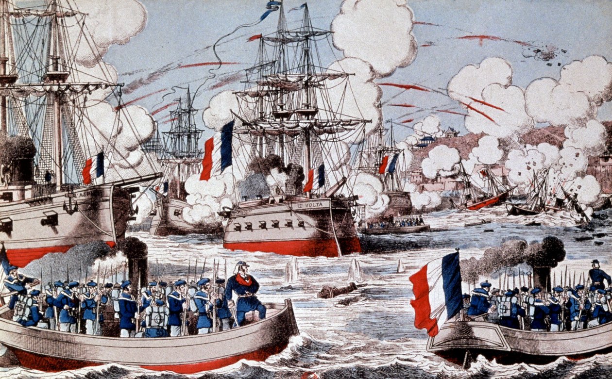 中国とフランスの戦争（1884-1885）：クールベ提督による中国艦隊の破壊（8月23日、フー・チェウにて 作： 無名の画家