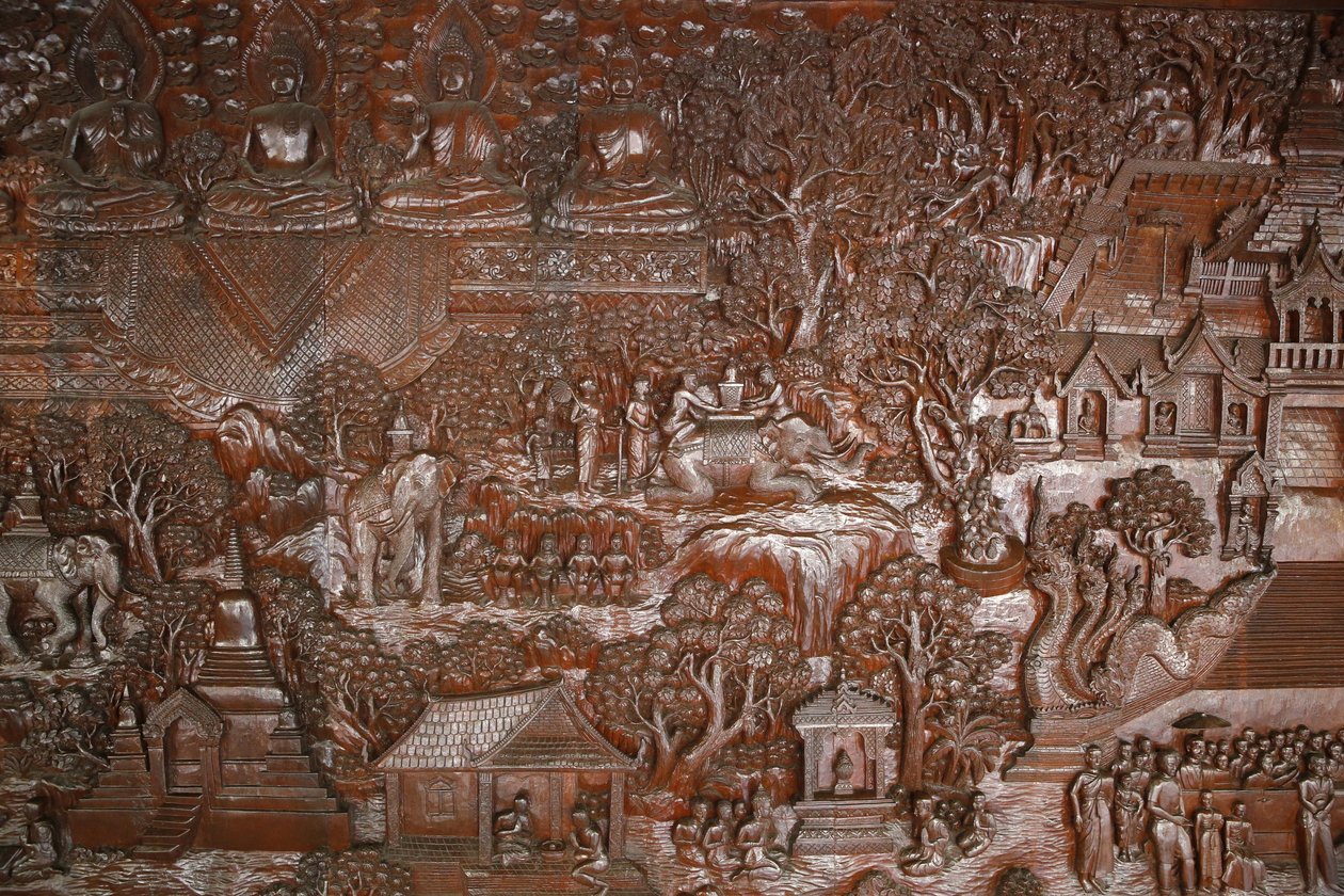 チェンマイのワット・プラ・ドイ・ステープ。救援の様子。タイ 作： 不明