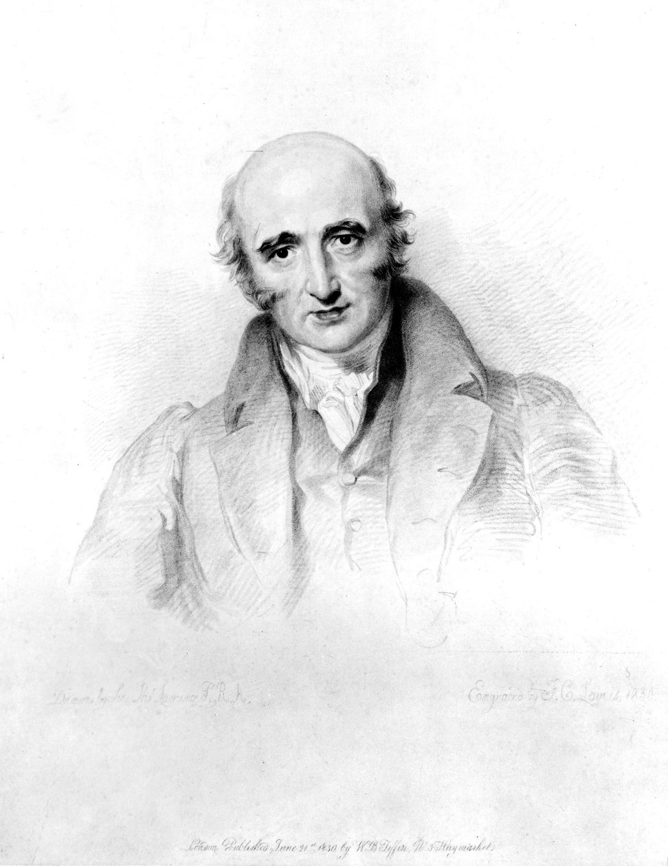 William Hyde Wollaston, englischer Chemiker und Metallurg, ca. 1820er Jahre Gravur von Lewis nach einem Gemälde von Sir Thomas Lawrence (1769-1830) von William Hyde Wollaston (1766-1828), englischer Chemiker und Metallurg von Unbekannt