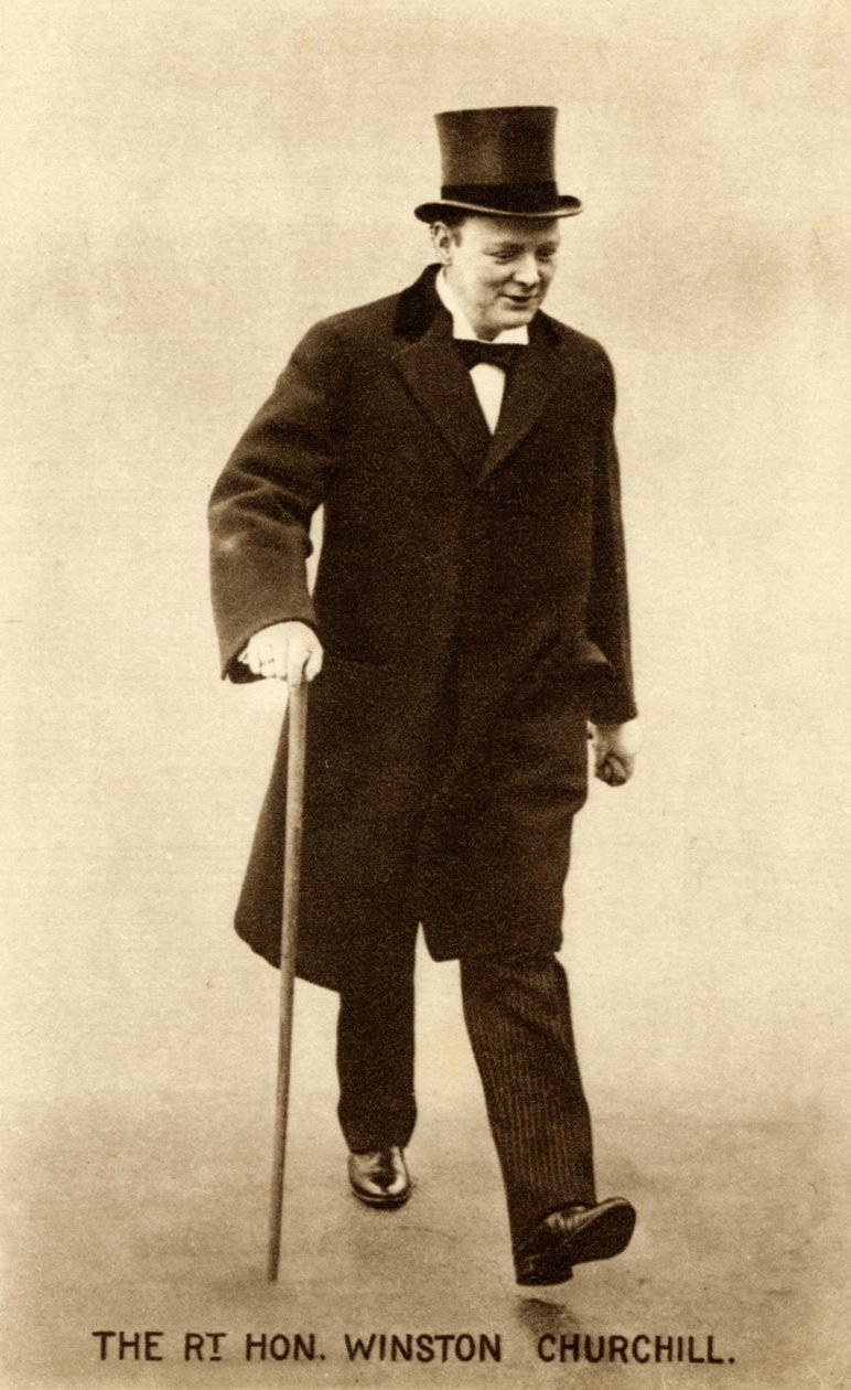 1914年月曜日26日、ハーバート・ヘンリー・アスキス首相を訪問するウィンストン・チャーチル (白黒写真) 作： 無名の画家