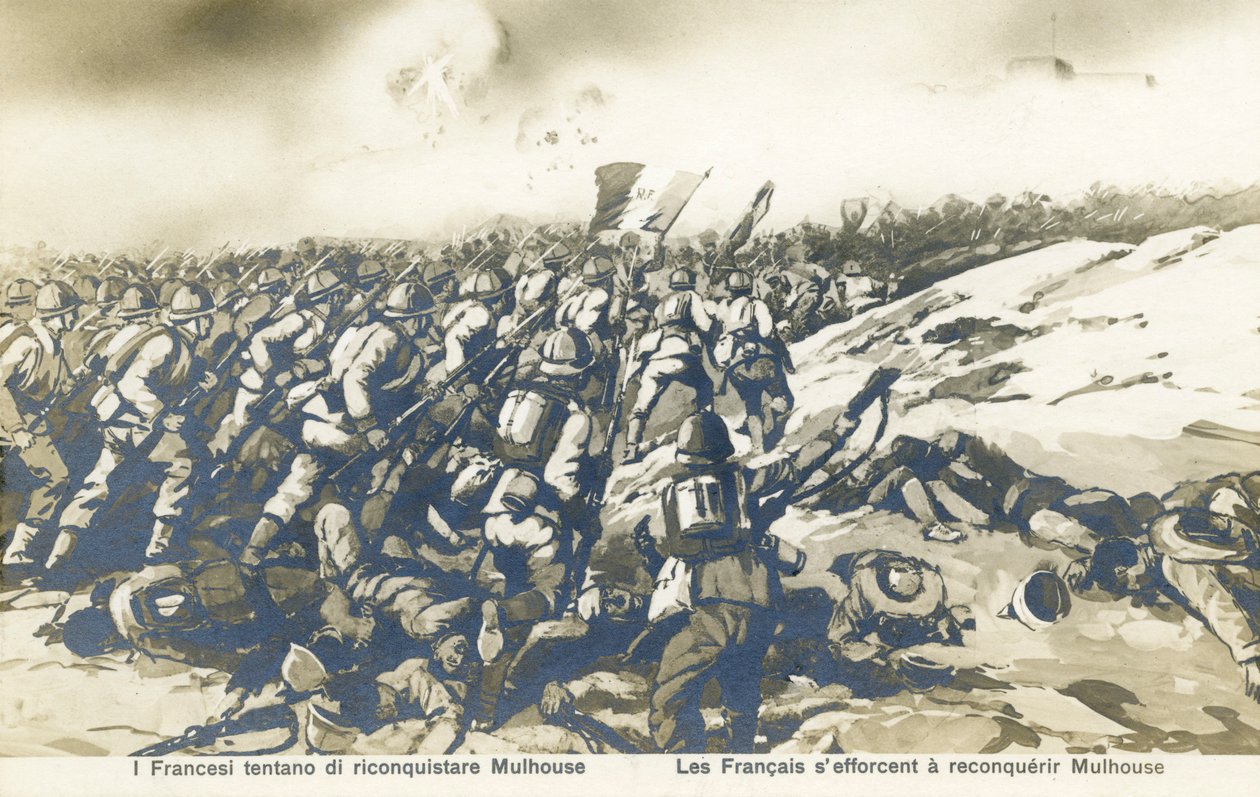 第1次世界大戦：ミュルーズ奪還を目指すフランス軍 作： 無名の画家
