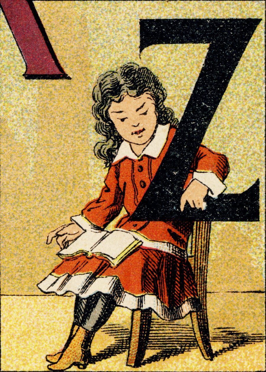 Z - 「ABCD des petites filles」から引用された彫刻です。Pellerin & Cie, imprimeur-editeur, Epinal , circa 1890.シリーズA。寸法 : 19 x 13,5 cm 作： 不明