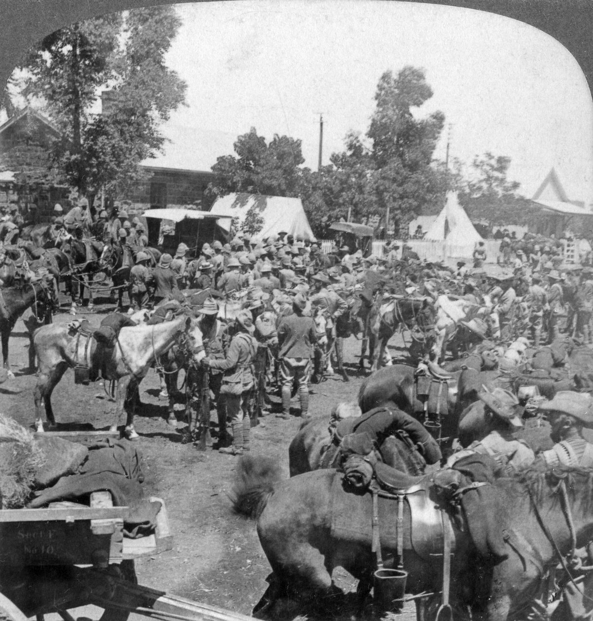 戦争捕虜、モダー川にクロニエ将軍が到着、南アフリカ、ボーア戦争、1901 作： アンダーウッドとアンダーウッド