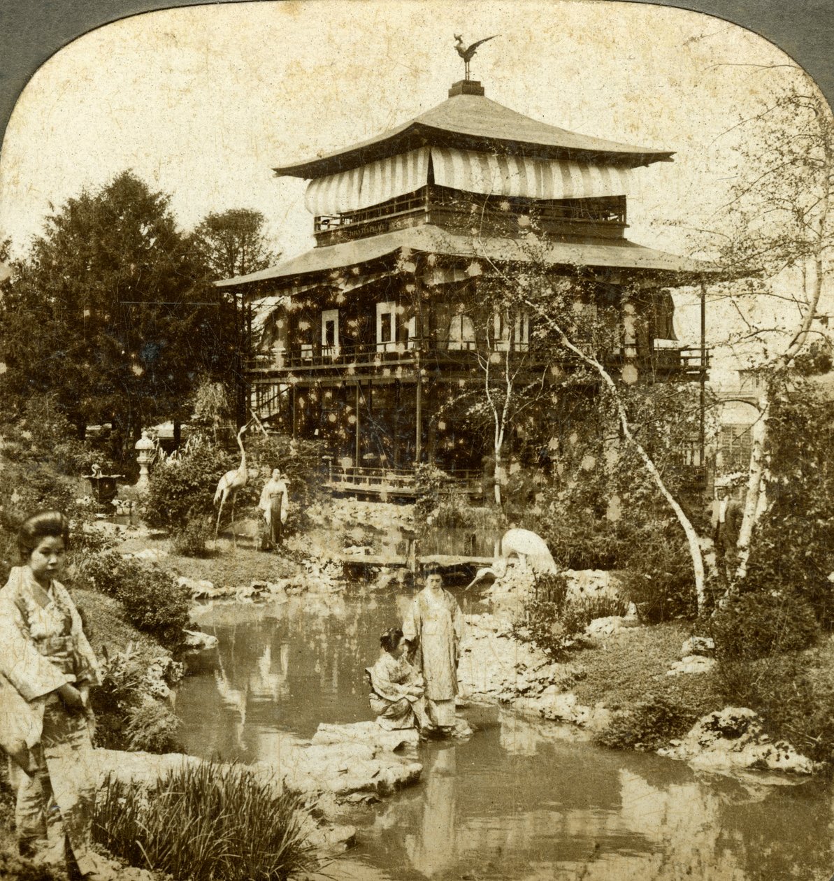 1904年、米国ミズーリ州セントルイスの万国博覧会の日本庭園。 作： アンダーウッドとアンダーウッド
