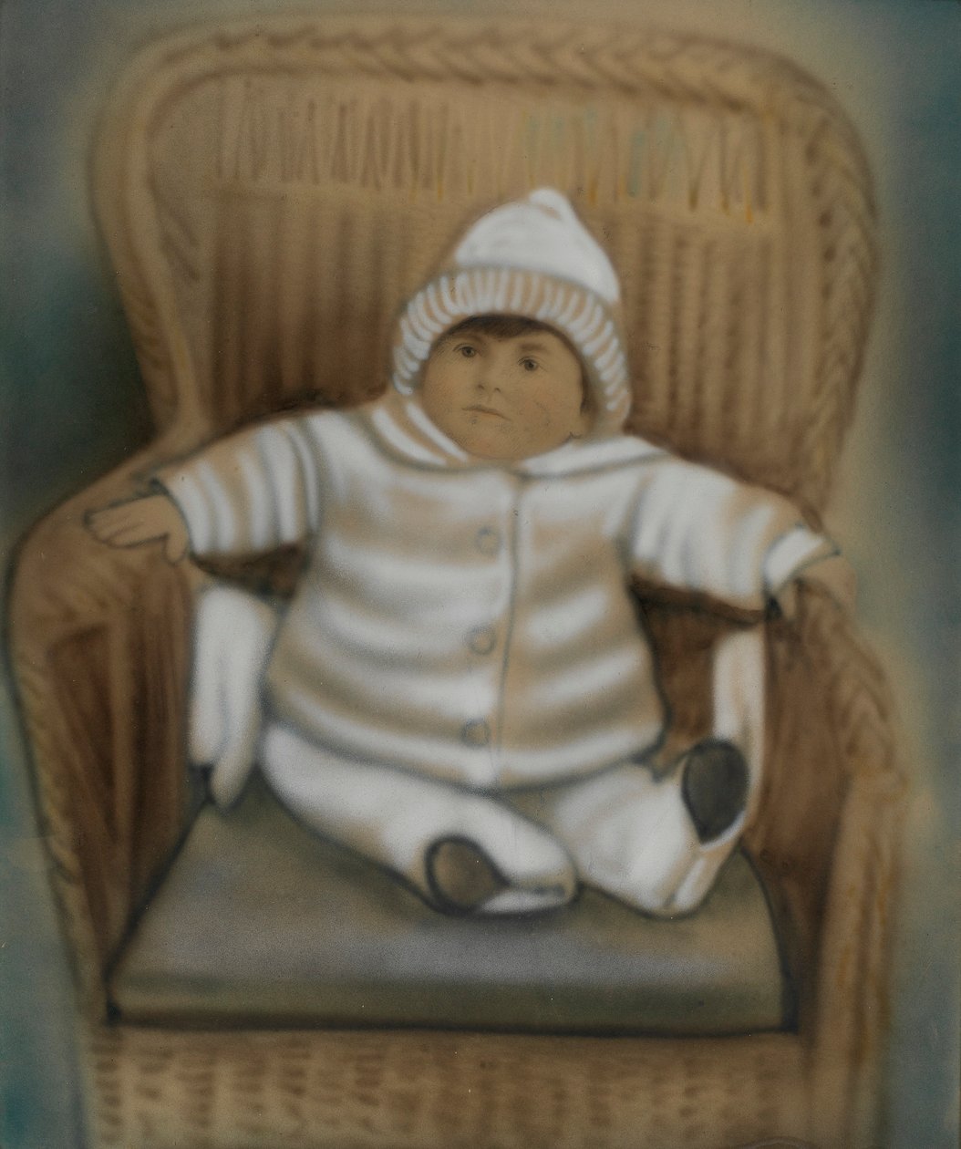 椅子に座る子供 作： 身元不明