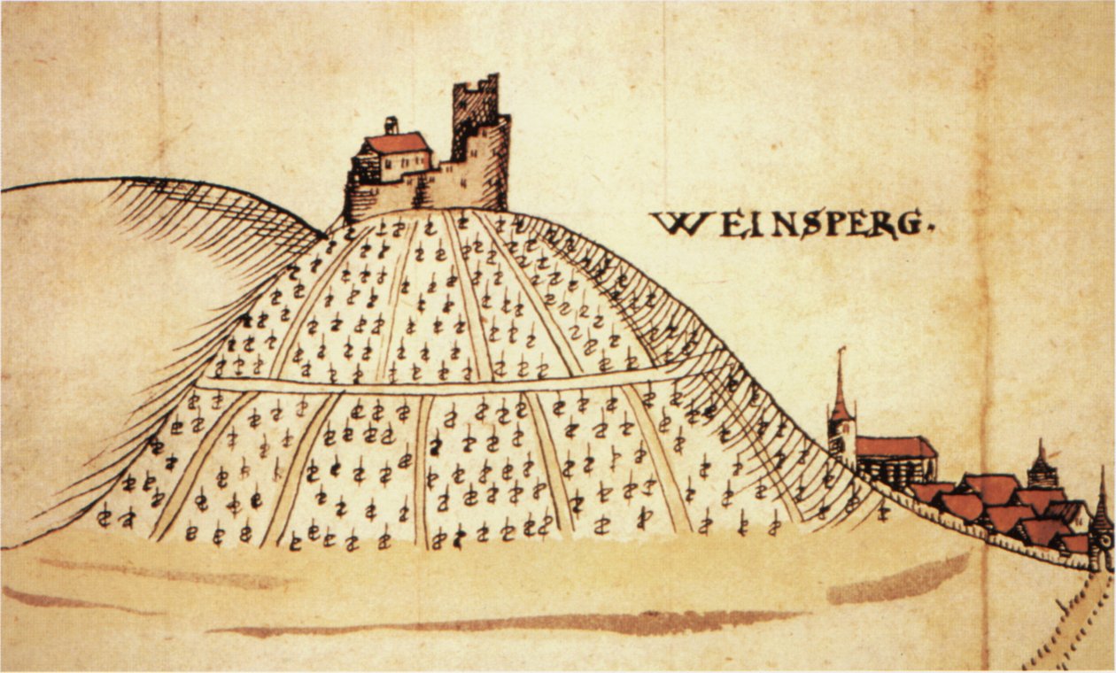 1597年のワインズバーグ。ハイルブロンの領土の地図の一部 作： 不明
