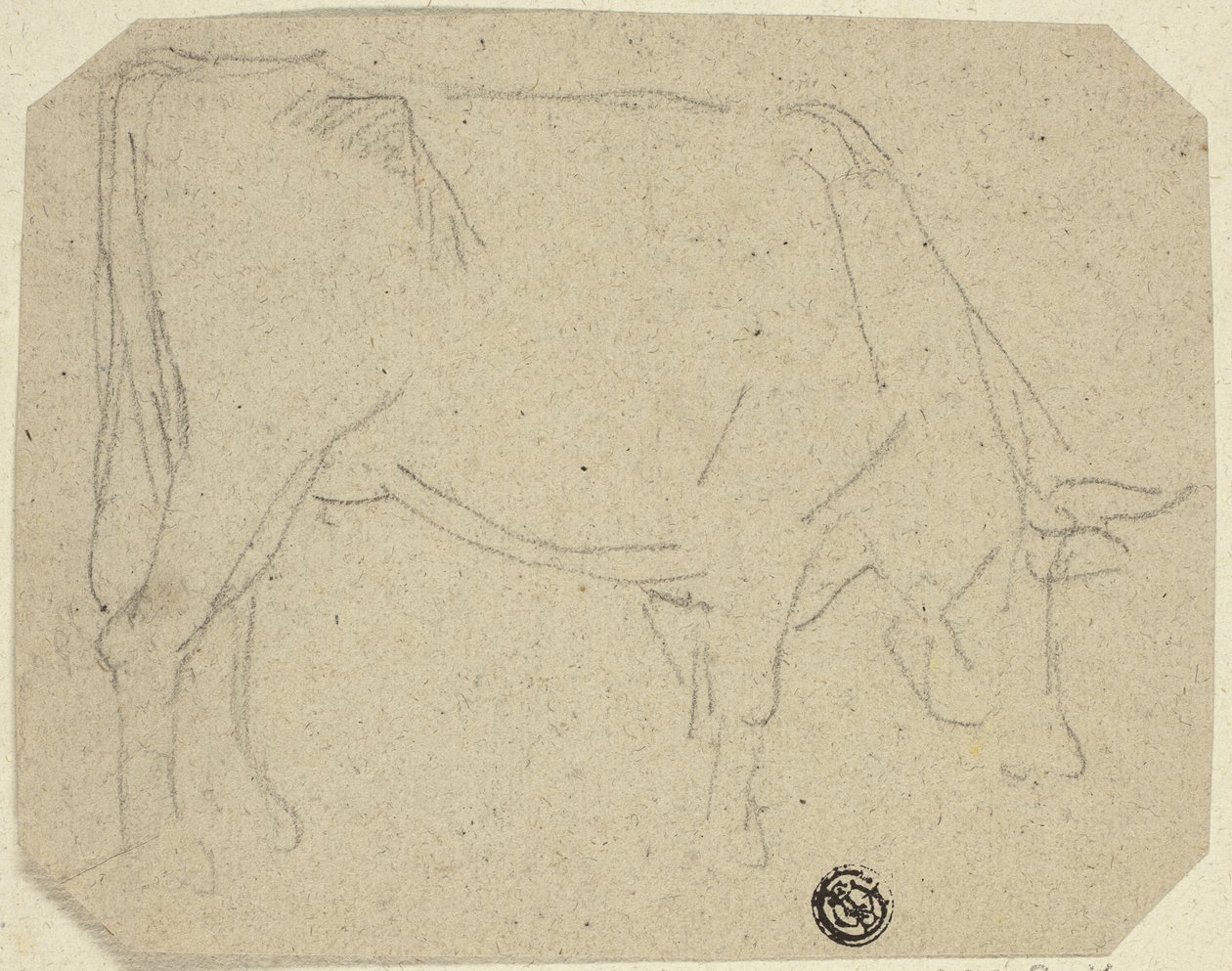 牛の放牧 (右向き) (直腸); 馬の後部 (裏面) 作： 不明