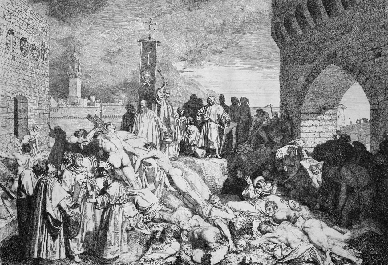 - 1348年のフィレンツェの大疫病-。 作： 無名の画家