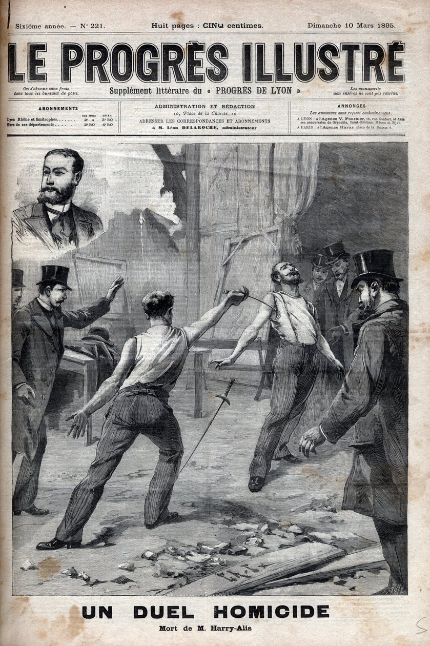 殺人の決闘-1895年3月1日、それまで良き仲間であったフランス・アフリカ委員会の2人のメンバー、アルフレッド・ル・シャトリエとイポリット・ペルシェ（通称ハリー・アリス）の間でスピ-ドによる決闘が行われ、この 作： 無名の画家