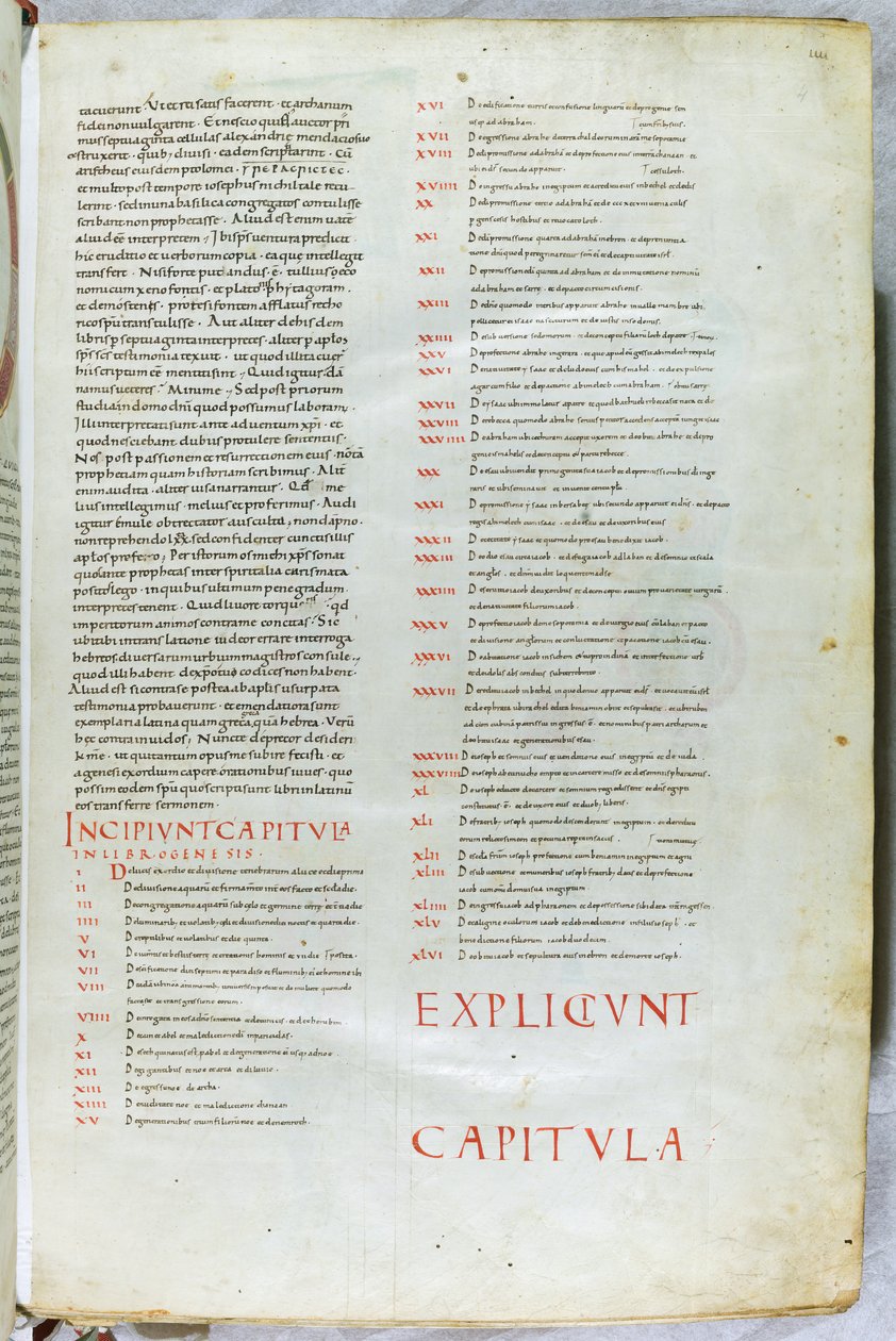 創世記の序章が記された11世紀の聖書の1ページ 作： 無名の画家