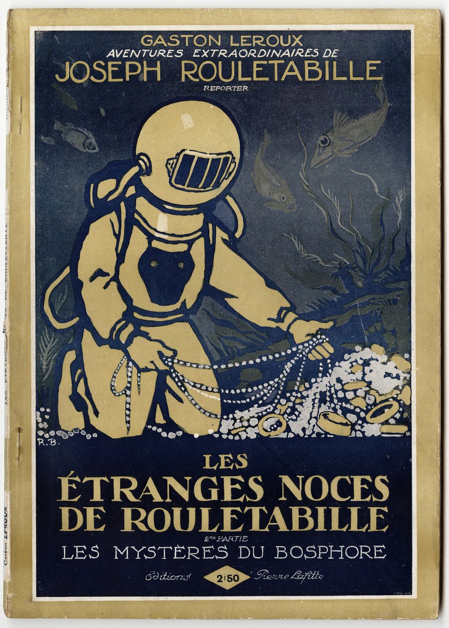 ガストン・ルルー（1868-1927）の小説「ルーレタビーユの夜明け、ボスポラス海峡の夜明け」の表紙絵、ピエール・ラフィット版、パリ。 作： 無名の画家