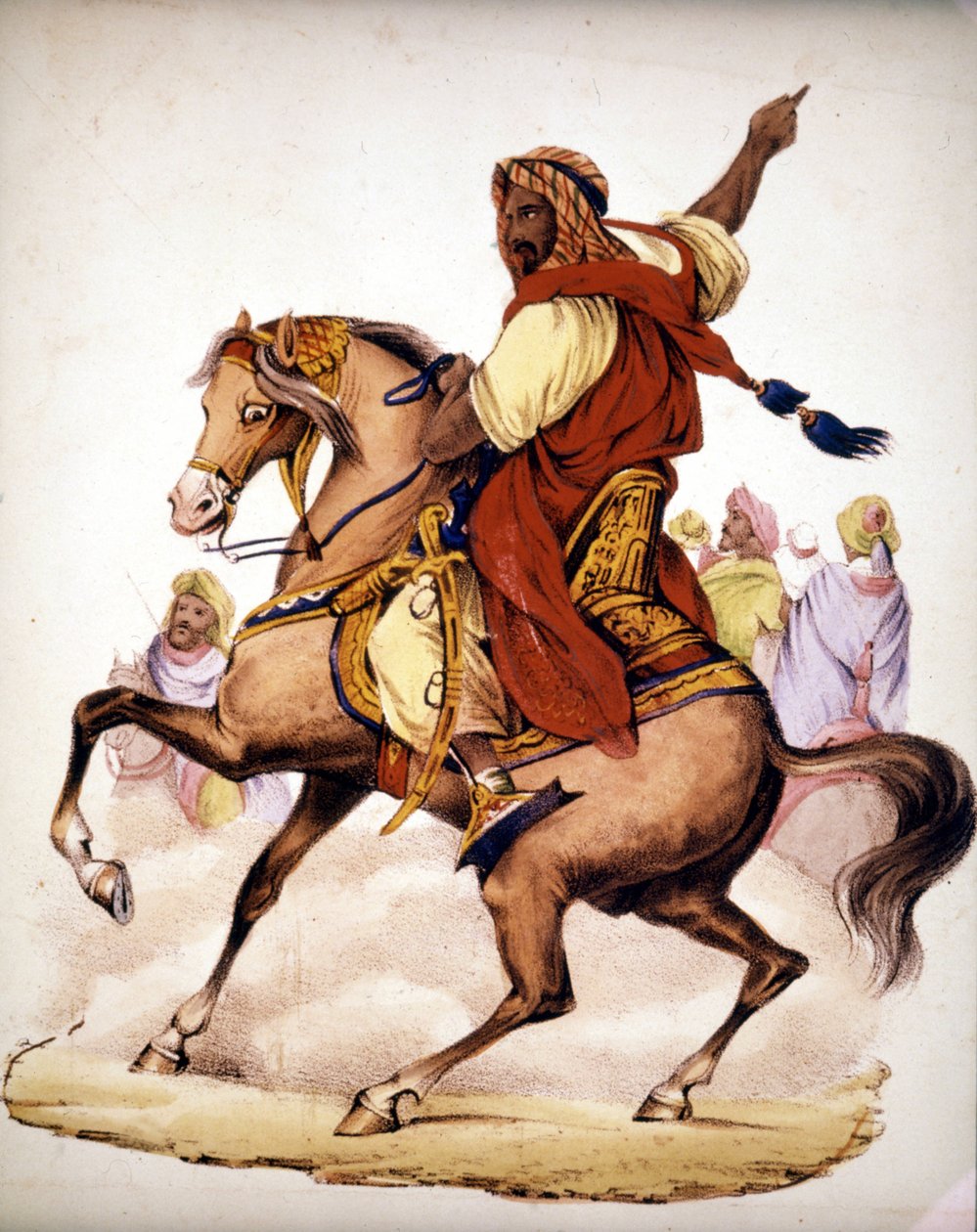 アブド・エル・カダー（Abd El-Kader）（1807 - 1883）、アルジェリアのアラブ首長。19世紀のリトグラフ。 作： 無名の画家