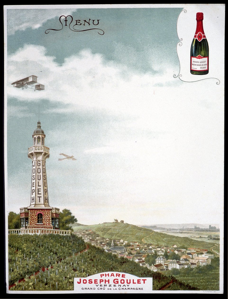 Joseph Goulet - Verzenay - Grand cu de la Champagne "というブランドの広告。 作： 無名の画家
