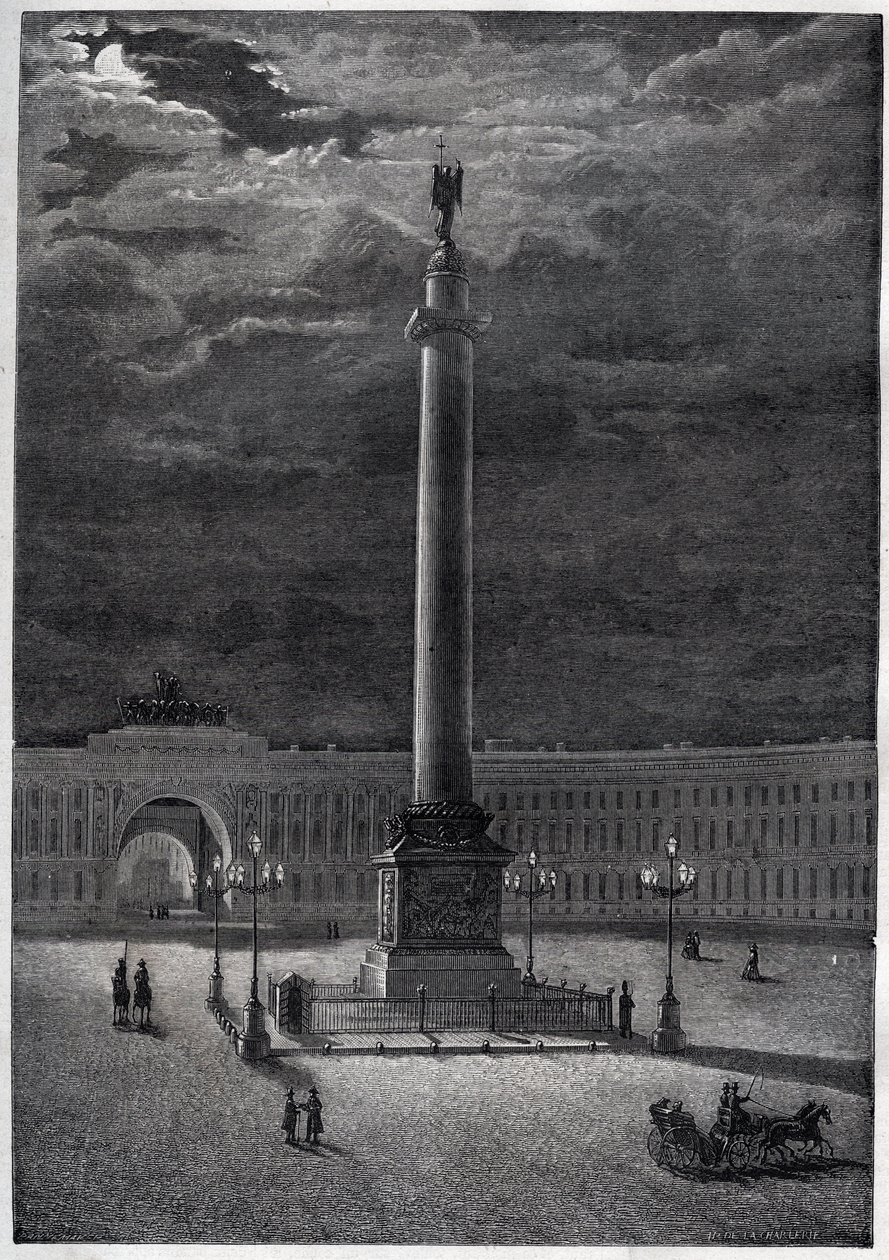 ロシア・サンクトペテルブルクのアレクサンダー・コラム - 1870年の彫刻版 作： 無名の画家
