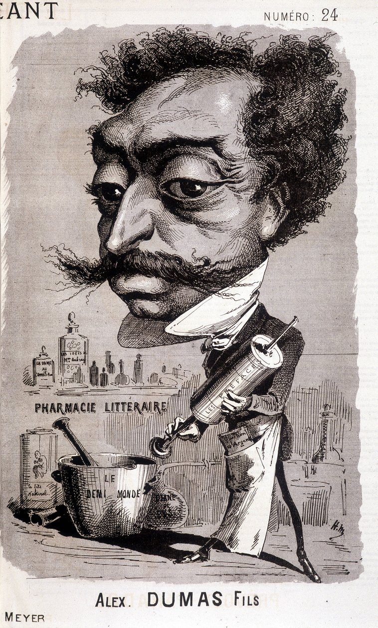Alexandre Dumas Filsと彼の "文学的薬局"-1868年08月02日の "Le Géant "にて 作： 無名の画家