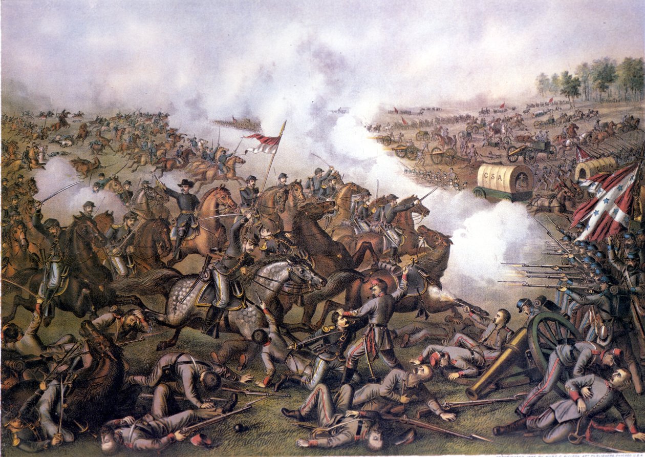 アメリカ南北戦争（1861～1865年）。ファイブフォークスの戦い（バージニア州）4月01日 作： 無名の画家