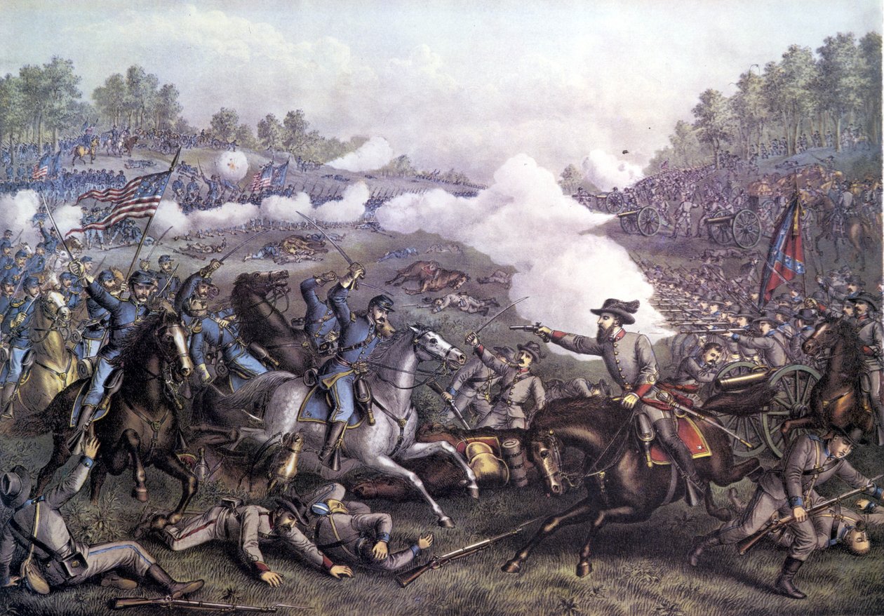 アメリカ南北戦争（1861～1865年）。Battle of Opequon or Third Battle of Winchester, Virginia 1864年9月19日。19世紀の版画。 作： 無名の画家