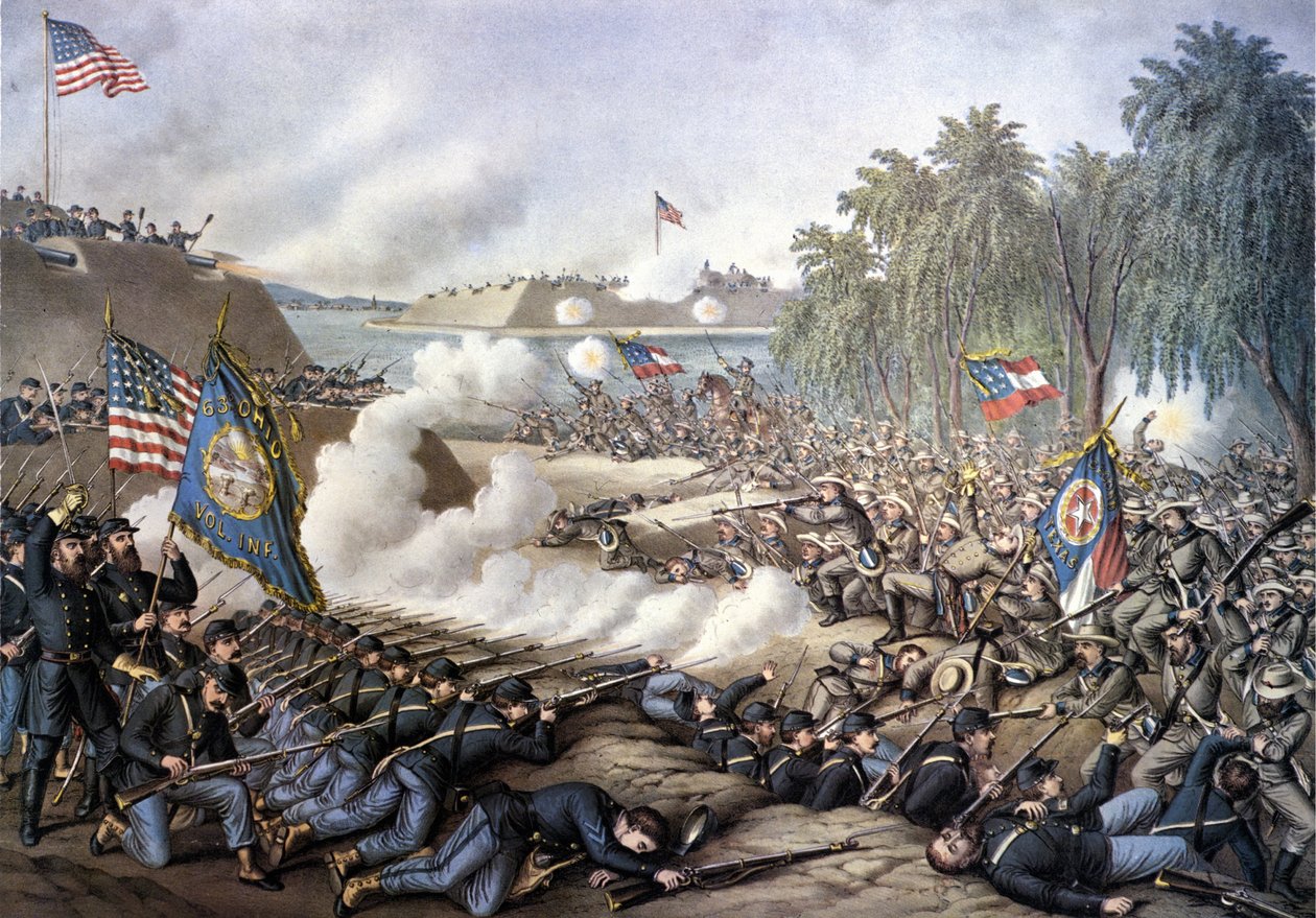 アメリカ南北戦争（1861年～1865年）。第一次コリンスの戦い（ミシシッピ州）4月29日～6月10日 作： 無名の画家