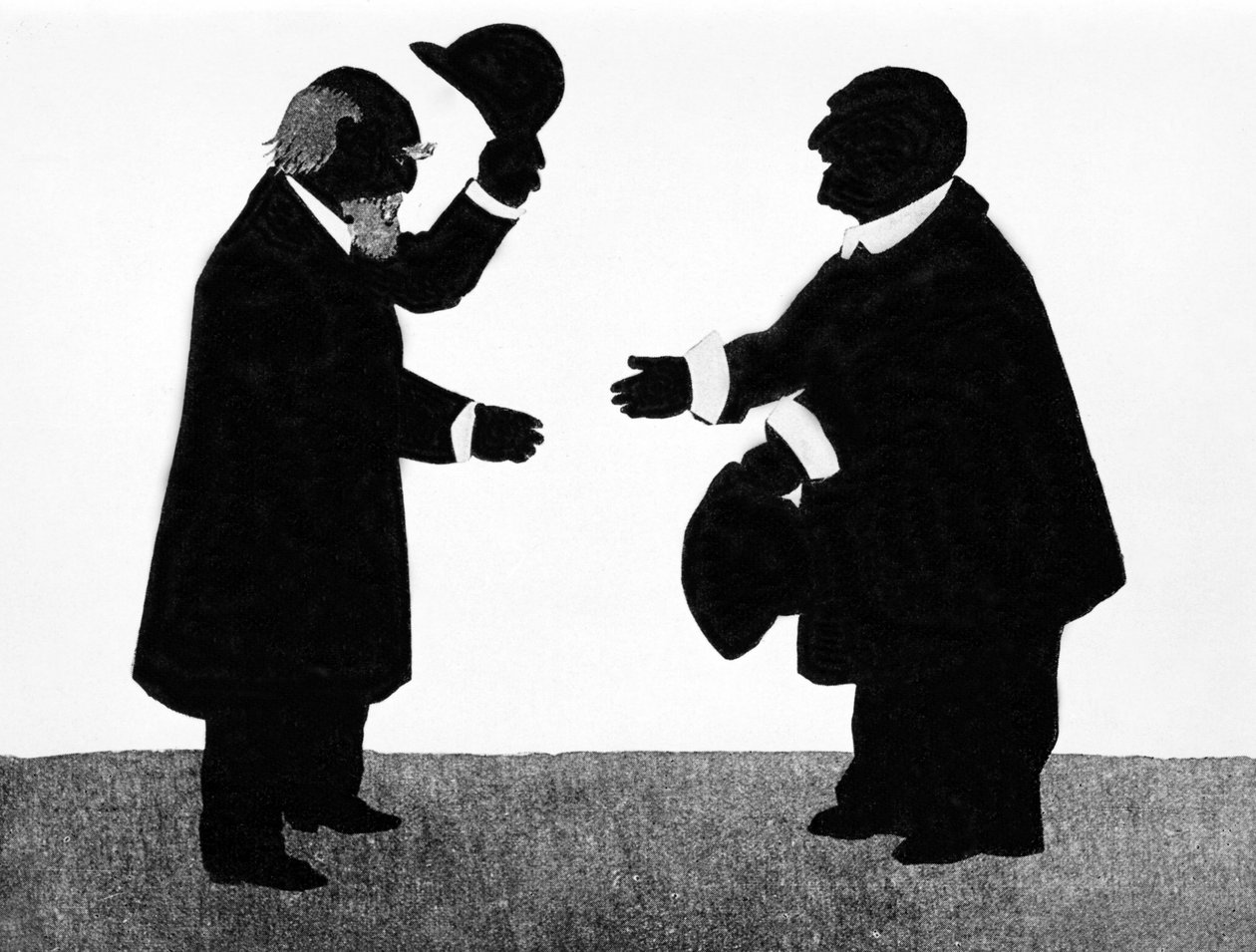 エドアルド・ハンスリック（1825 - 1904）とオーストリアの音楽学者、作曲家アントン・ブルックナー（1824 - 1896）の想像上の出会い。中国の影。 作： 無名の画家