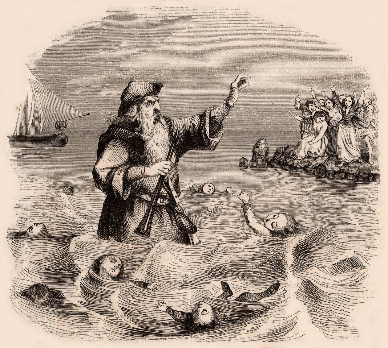 ドイツの人気の伝統的な伝説から、海で子供を溺死させる老人 作： 不明