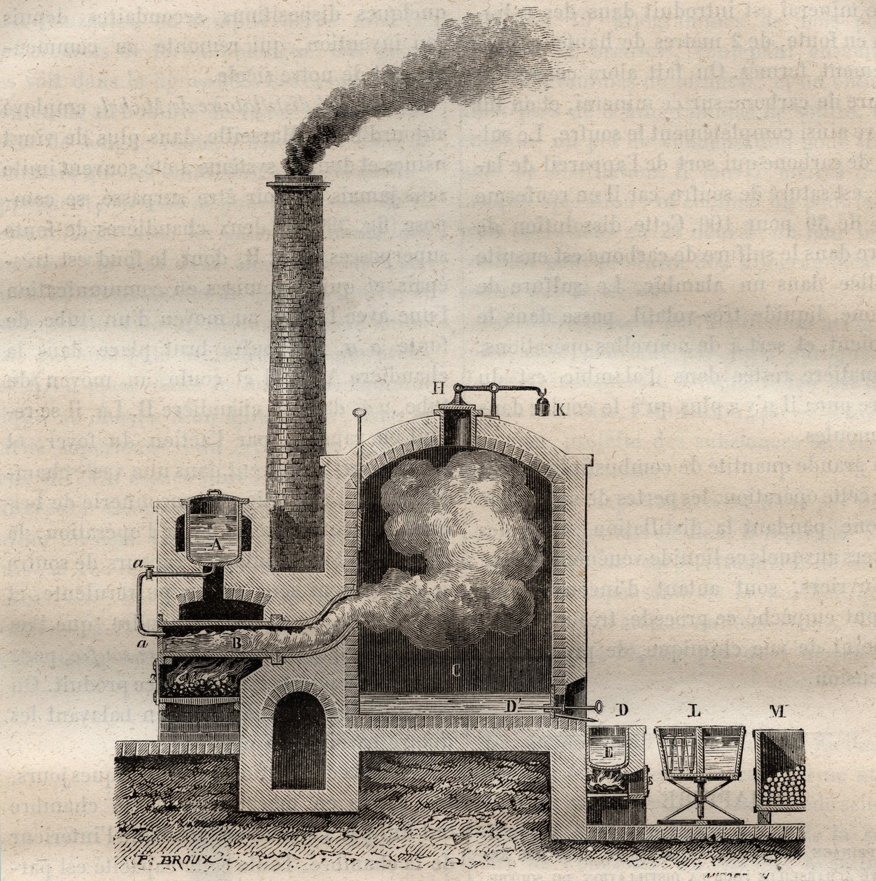 Michel de Marseilleが製作した粗悪な硫黄の蒸留装置 - Louis Figuierの「Les Merveilles de l