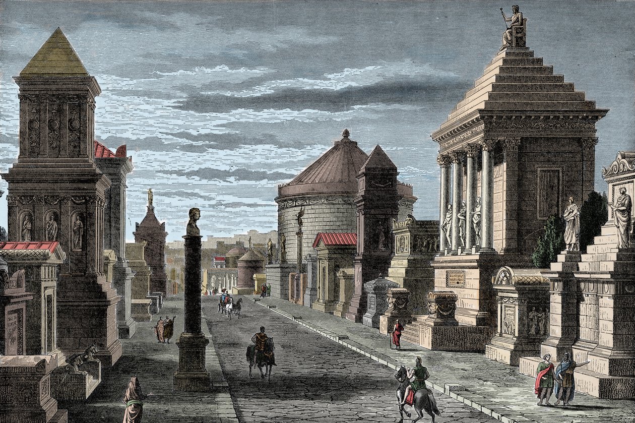 アッピア街道 - Via Appia a Rome - アッピア街道を通ってローマへ-。 作： 無名の画家
