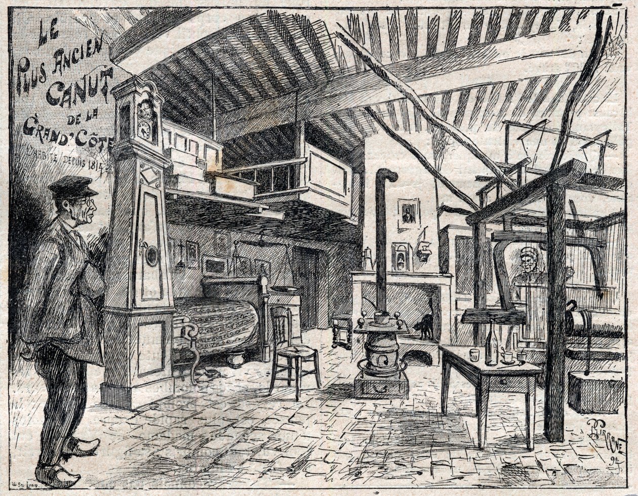 リヨンのカヌート工房 - 1814年創業のグラン・コート最古のカヌート 1895年の "Le Progres illustrious "誌に掲載された彫刻。 作： 無名の画家