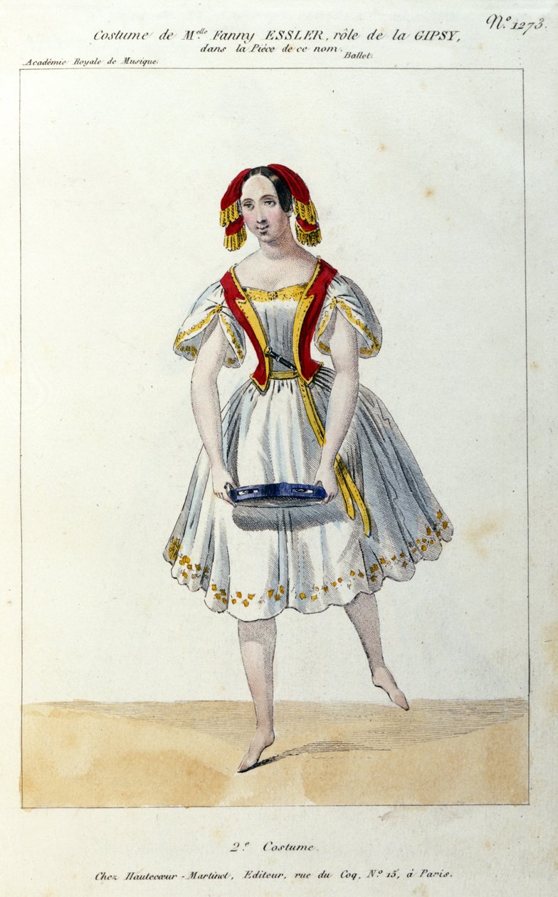 オーストリアのダンサー、ファニー・エルスラー（1810-1884）のバレエ「ラ・ジプシー」 1839 19世紀のプリント 作： 無名の画家
