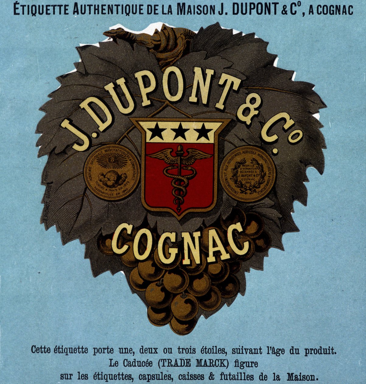 J.Dupont & C¡, Cognacの本物のラベル。1882年版 作： 無名の画家
