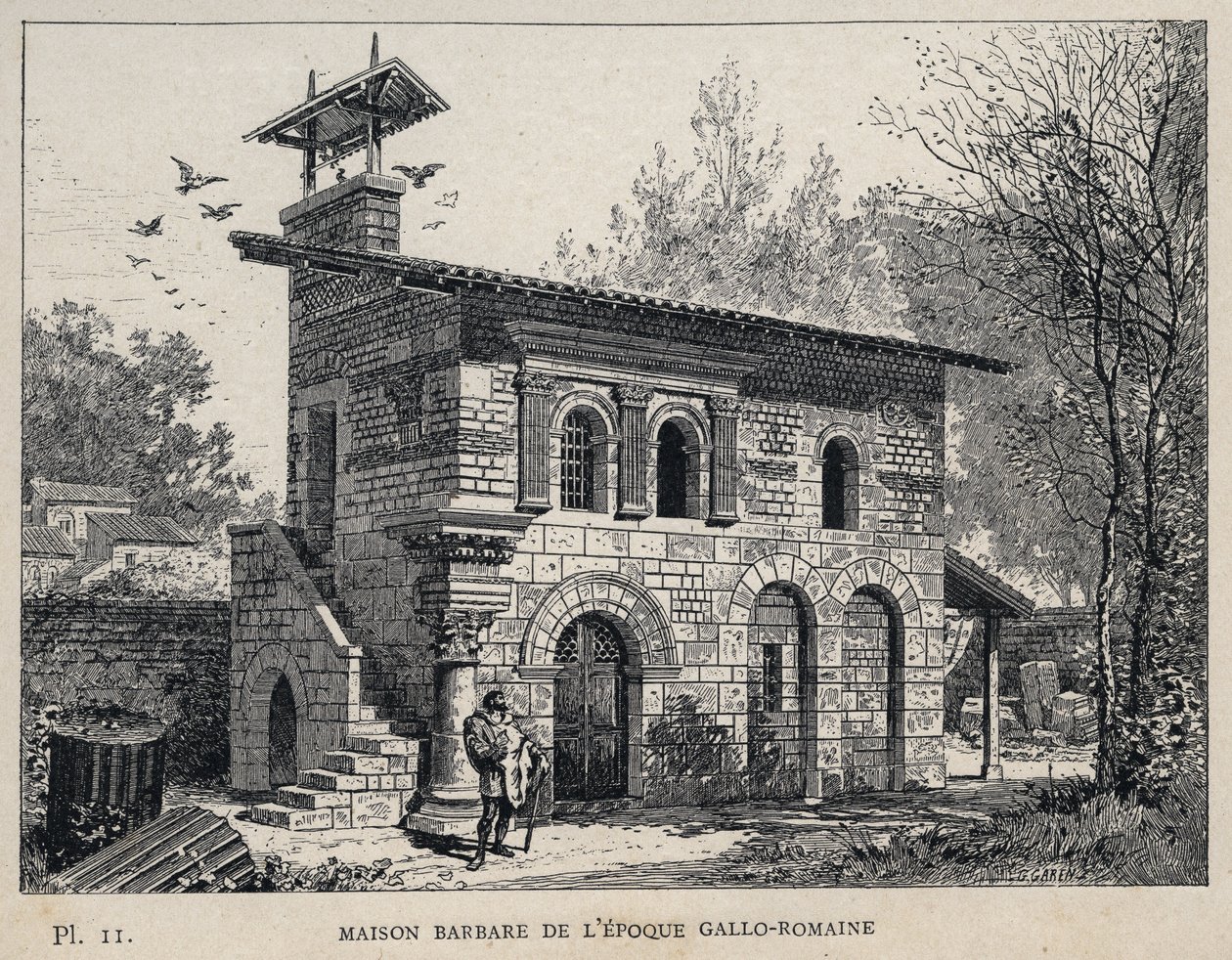 ガロ・ロマーヌ時代の蛮族の家 - （蛮族の家 ガロ・ロマーヌ時代）1889年の「Histoire de habitation humaine à l