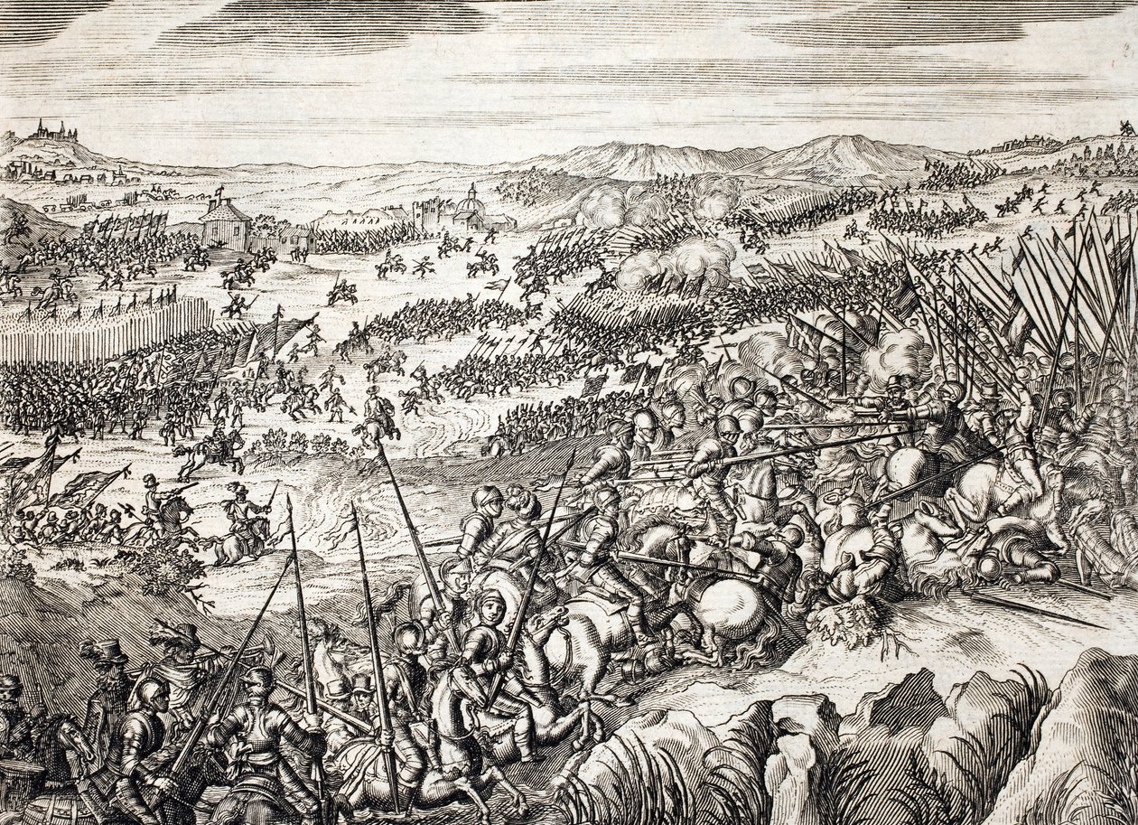 ジェンブルーの戦い（1578年）（Battle of Gembloux）スペイン軍対オランダ十七州の16軍-ファミアーノ・ストラーダ（1572-1649）の「Histoire De La Guerre Des Paisles-Bas」の刻印 作： 無名の画家