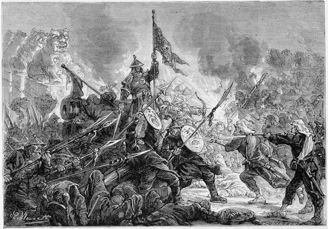 パリカオの戦い：英仏遠征軍の前に満州軍が敗北、1860年9月21日-。 作： 無名の画家