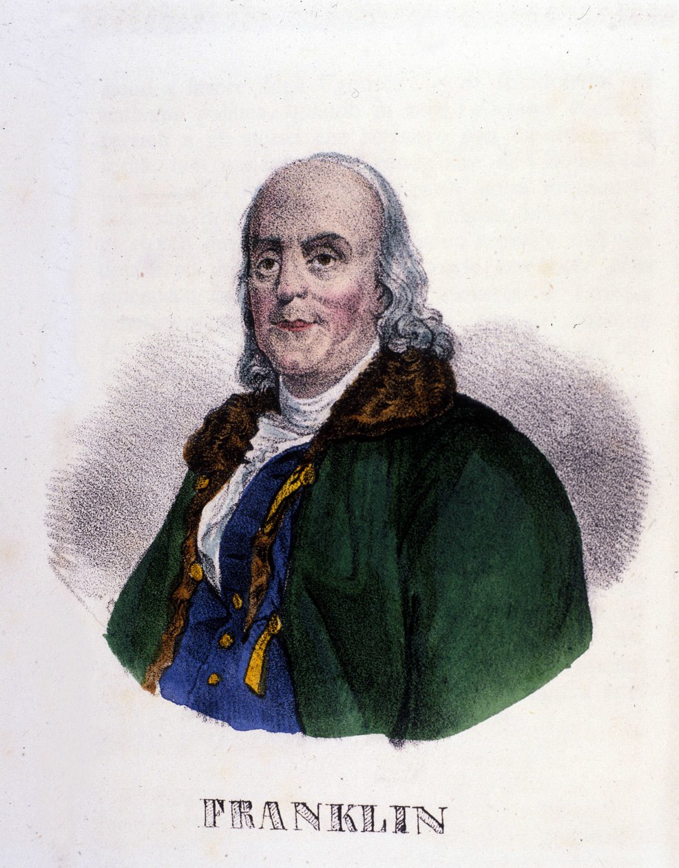 ベンジャミン・フランクリン（1706-1790）：アメリカの哲学者、物理学者、大使。 作： 無名の画家