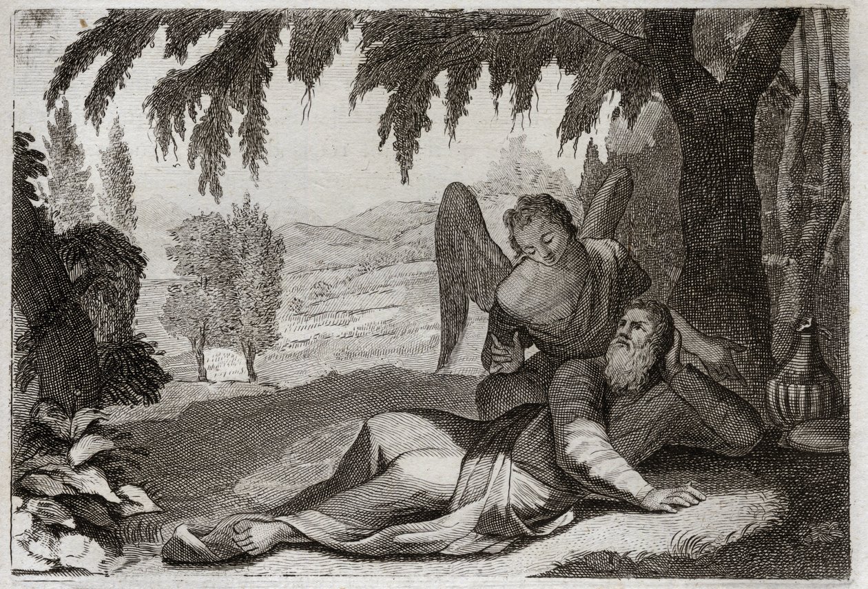 ローヤルモンの聖書、旧約聖書。エリヤの飛行。偽預言者たちの死を復讐