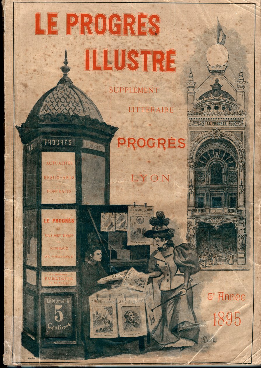 Le Progres illsutre" litteraire supplement du progres de Lyon de 1895」の装丁（モリスコラム 作： 無名の画家