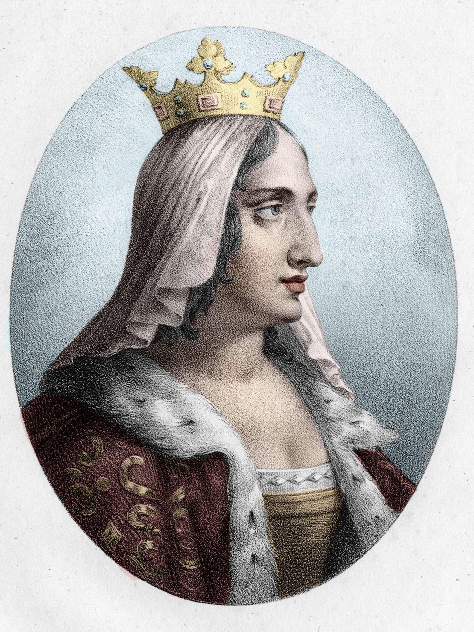 ブランシュ・ド・カスティーリャフランス王妃（1188年～1252年）、ルイ8世の妻、19世紀の彫刻。 作： 無名の画家
